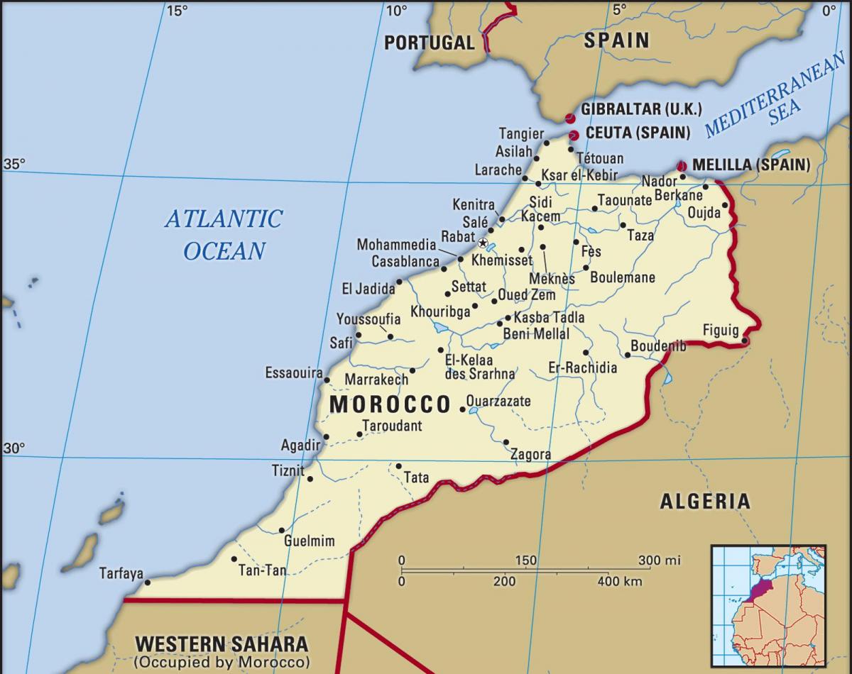 Marokko auf einer Karte