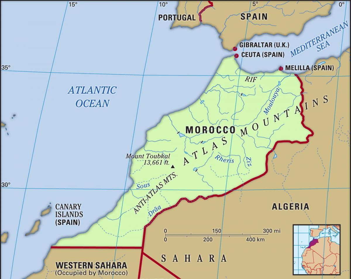 Flüsse in Marokko Karte